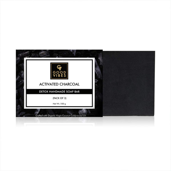 Good Vibes Activated Charcoal Detox Handmade Soap Bar - 100 gms (Pack of 3)