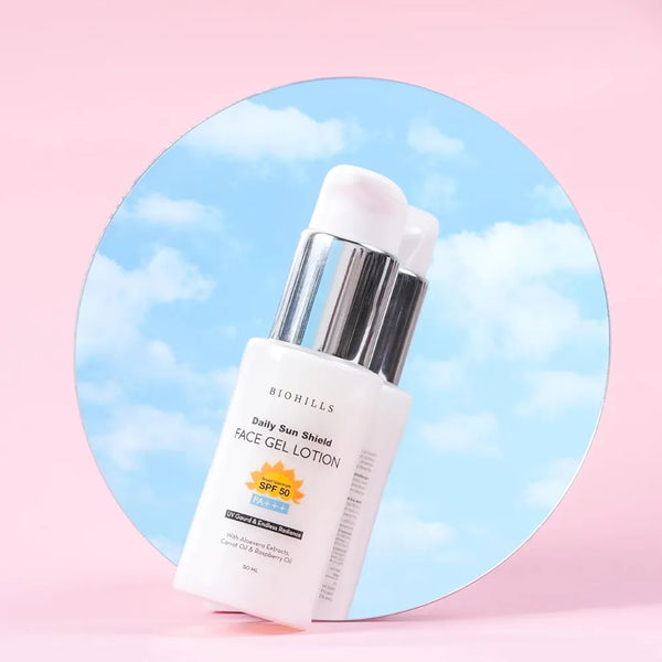 Biohills Daily Sun Shield Face Gel Lotion | SPF 50 PA+++ | Lightweight, Non-Greasy Sun Protection for Men & Women 