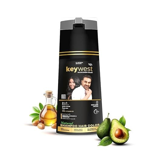 Keywest Natural Black 5 Minute Shampoo Hair Colour - 400 ml