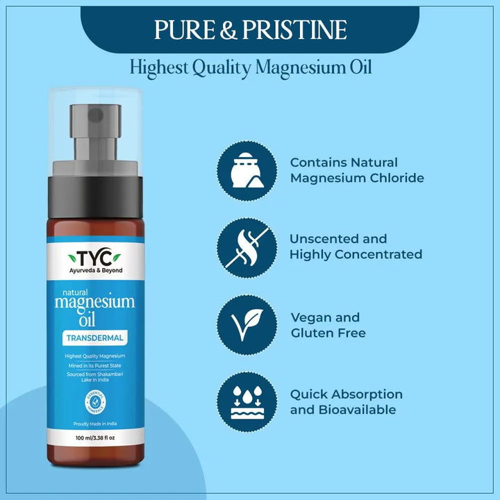 TYC-Trust Your Choice Natural Magnesium Oil Mist Spray, Muscle Relaxant, Reduces Fatigue, Relieves Foot Tension, Helps in Better Sleep, For Men and Women 