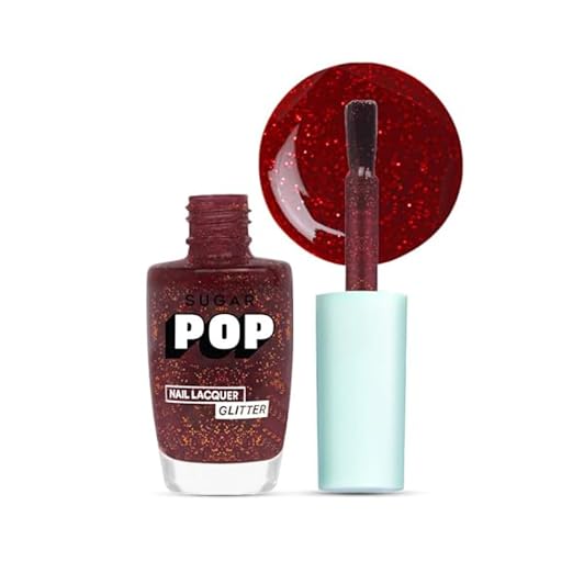 Sugar Pop Nail Lacquer Glitter Ruby Glaze (Red Glitter) - 10 ml