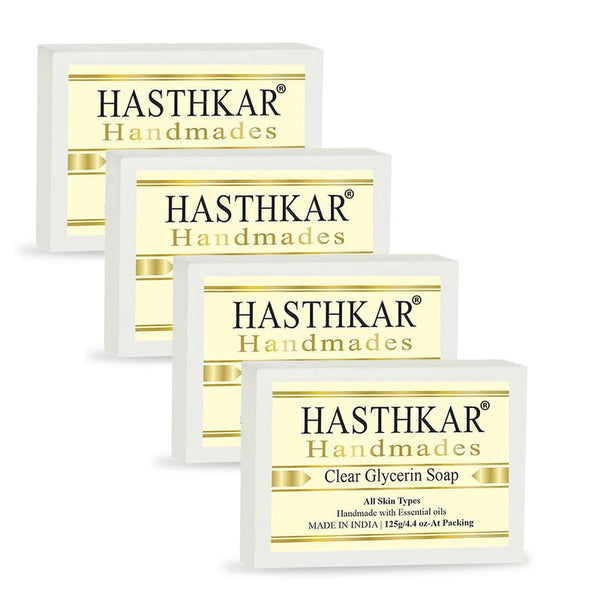 Bypurenaturals Hasthkar Handmades Glycerine Clear Glycerine Soap - 125 gms (Pack Of 4)