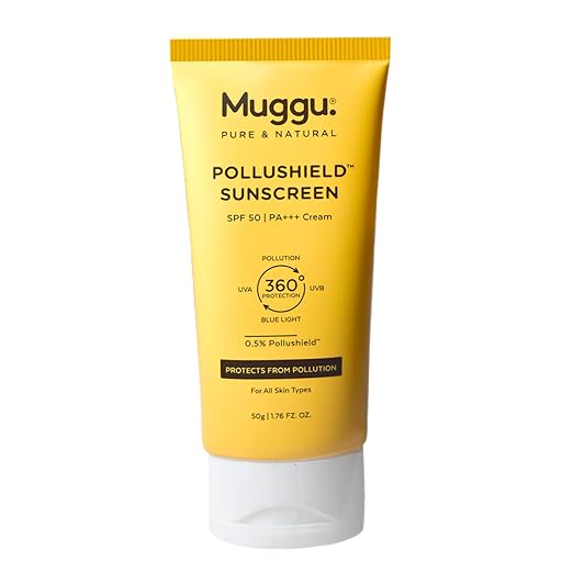 Muggu Skincare Pollushield SPF 50 PA+++ Sunscreen with 0.5% Pollushield  - 50 ml