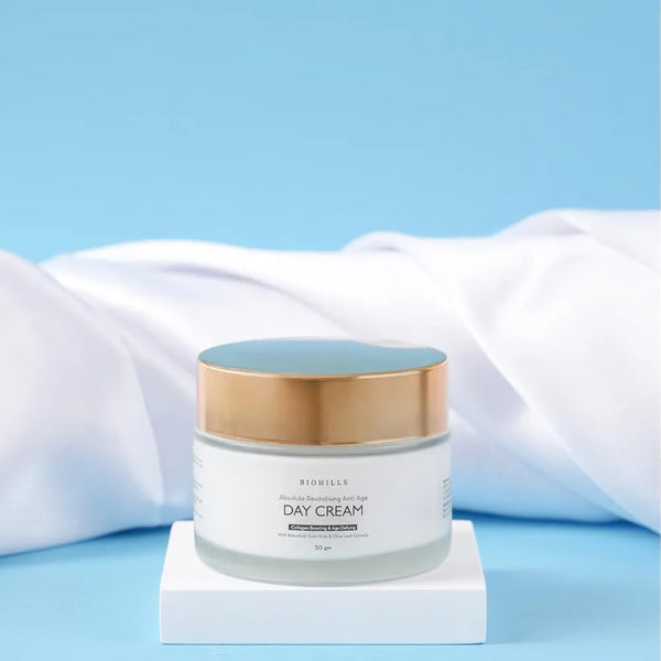 Biohills Absolute Revitalising Anti-Age Day Cream 50gm | Bakuchiol, Niacinamide & Gotu Kola for Anti-Wrinkle & Firming | Olive Leaf, Wheat Germ & Sweet Almond Oil for Deep Hydration & Collagen Boost