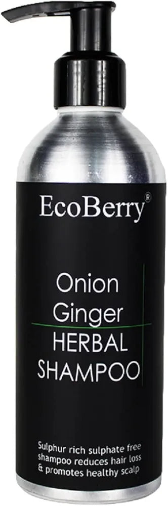 EcoBerry Onion Ginger Organic Herbal Shampoo With Red Onion & Ginger Extracts, Sulphate Free, Paraben Free, Chemical Free, Cruelty Free, Preservative Free, Vegan