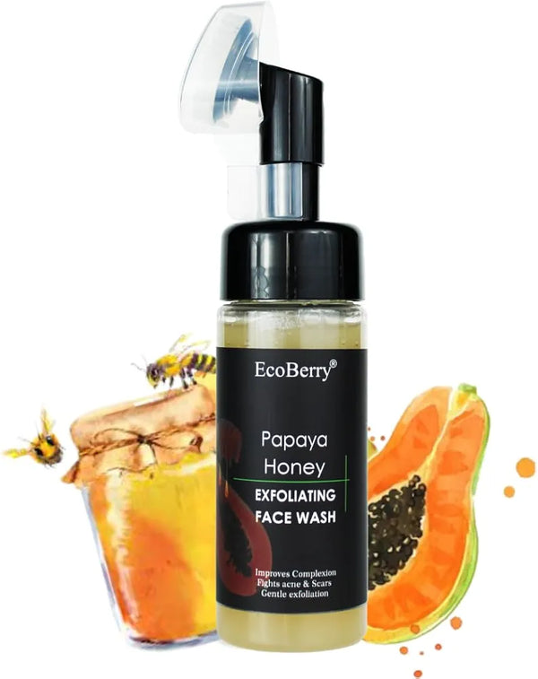 EcoBerry Papaya Honey Exfoliating Face Wash For Dull Skin, Dry Skin, Improve Complexion, Radiance, Moisturises, Exfoliation, Anti Ageing, Suits All Skin Types, Sulfate Free, Paraben Free, Veg, 150ml