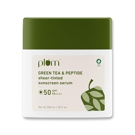 Plum Goodness Green Tea & Peptide Sheer-tinted Sunscreen Serum with SPF 50PA++++ - 50 ml