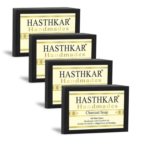 Bypurenaturals Hasthkar Handmades Glycerine Charcoal Soap Bathing Bar -  100 gms (Pack Of 4)