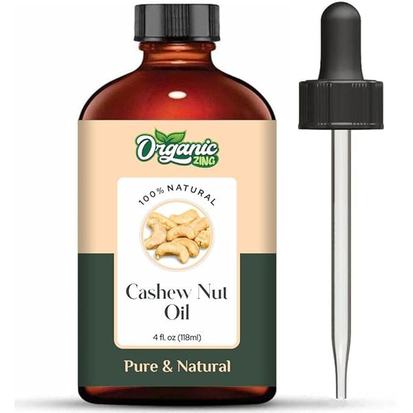 Organic Zing Cashew Nut (Anacardium Occidentale) Oil | Carrier Oil for Skincare, Hair Care and Massage - 118 Ml