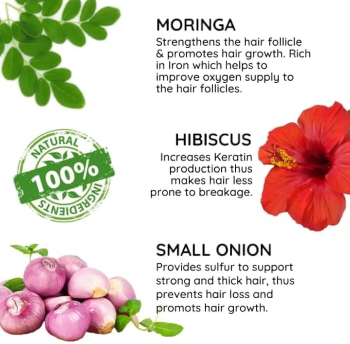 EcoBerry Moringa Small Onion Herbal Hair Growth Oil For Hair Growth, Strengthens Hair Follicles, Reduces Hair Breakage & Dandruff & Dry Scalp