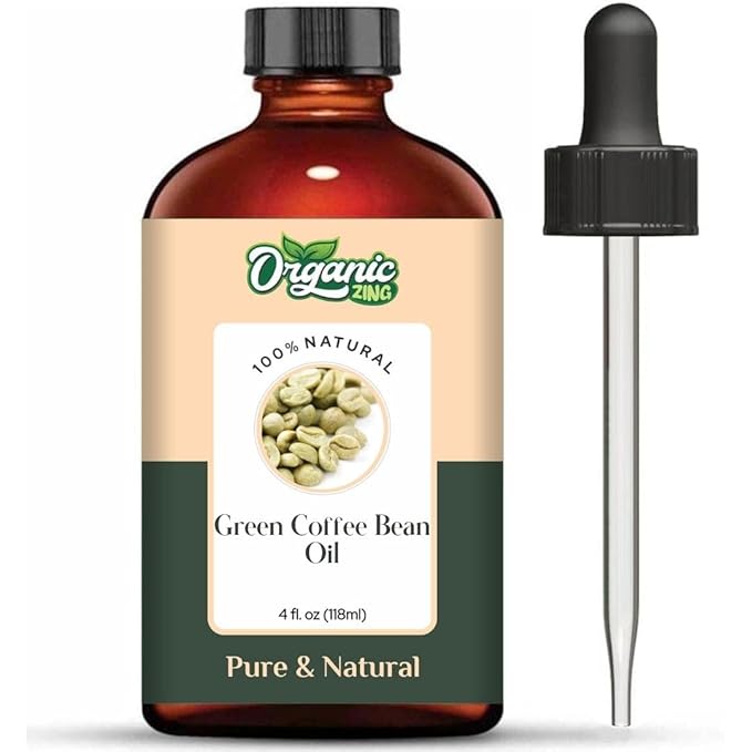 Organic Zing Green Coffee Bean (Coffea Arabica.) Oil | Carrier Oil for Skincare, Hair Care & Massage - 118 Ml