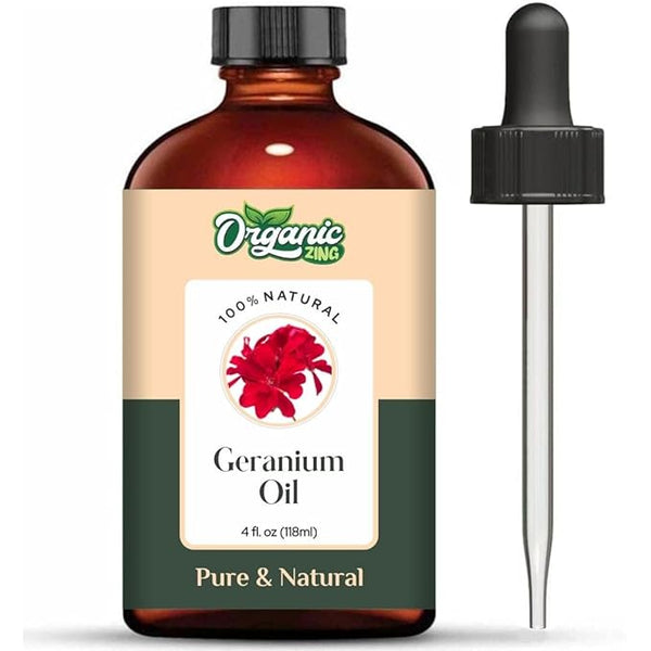 Organic Zing Geranium Essential Oil for Skin, Face, Hair Care, Aromatherapy, Diffuser, Conditioner - 118 Ml