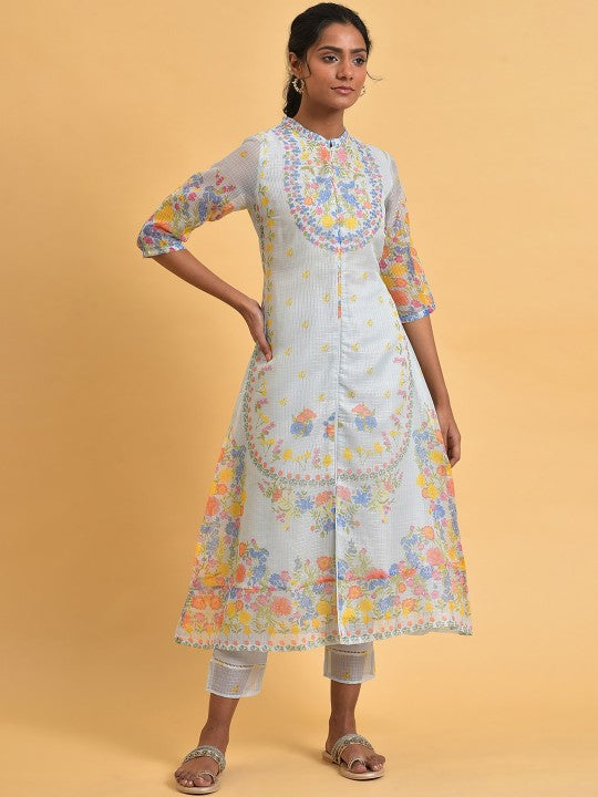 W Floral Print Kota Kurta With Slim Pant