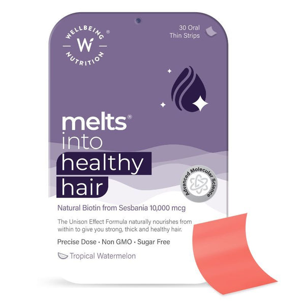 Wellbeing Nutrition Melts Healthy Hair Wholefood Biotin from Sesbania - 30 strips