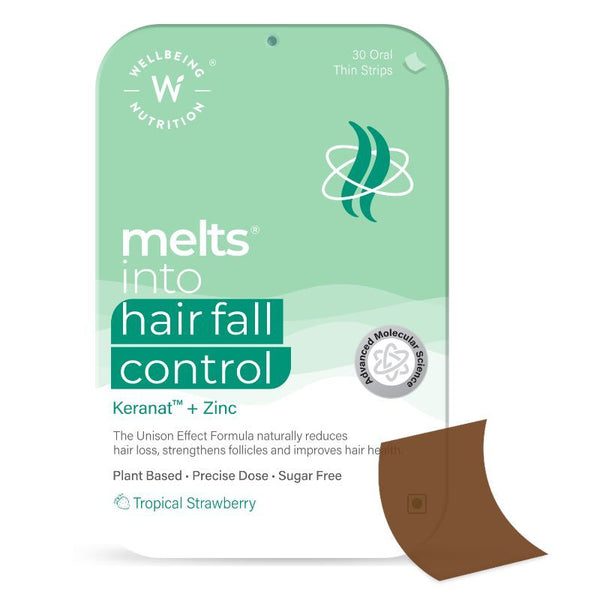 Wellbeing Nutrition Melts Hair Fall Control Keranat & Zinc - 30 strips