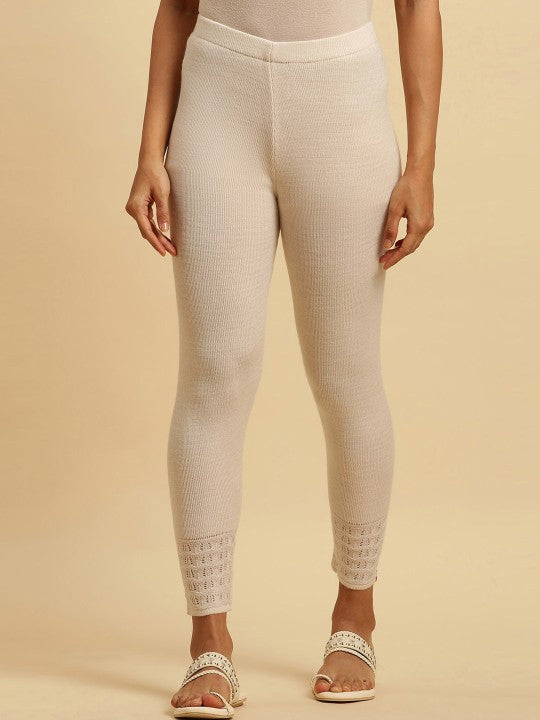 W Mid-Rise Ankle Length Leggings - Off White