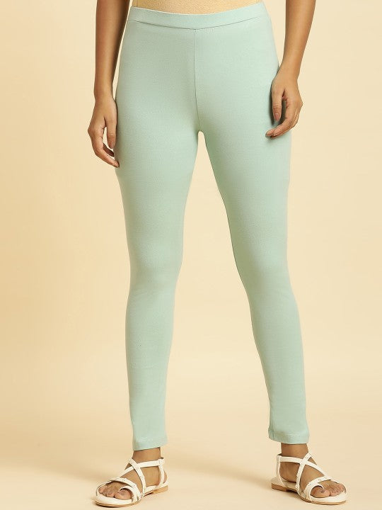 W Mid Rise Ankle Length Leggings - Sea Green