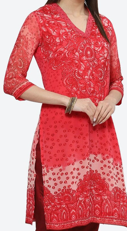 Biba Ethnic Motifs Printed V Neck Straight Kurta