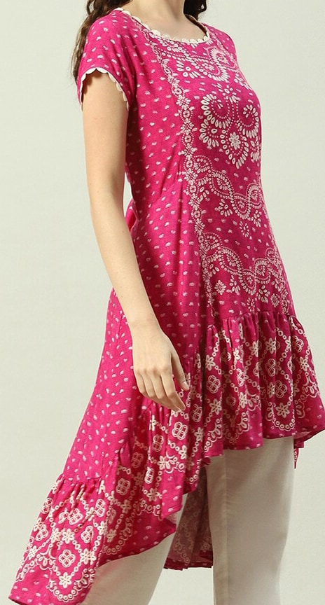 Biba Ethnic Motifs Printed High Low A-line Kurta