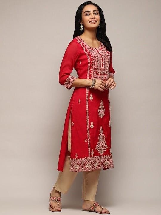 Biba Ethnic Motifs Embroidered Sequinned Kurta