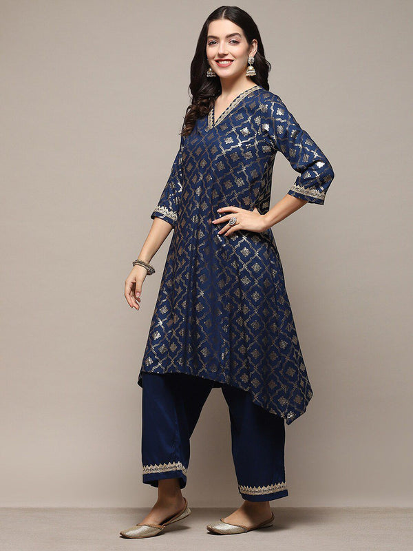 Biba Ethnic Motifs Printed Regular Kurta with Palazzos - Blue