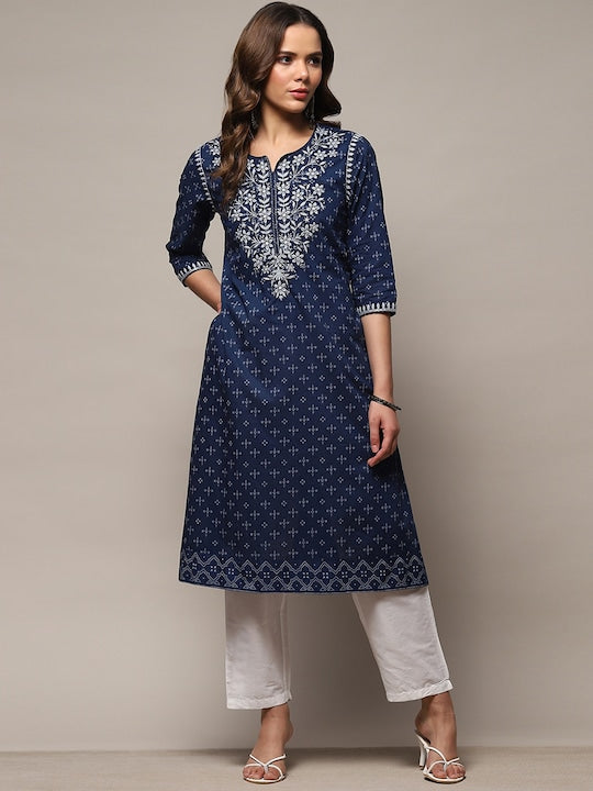 Biba Ethnic Motifs Printed Thread Work Kurta