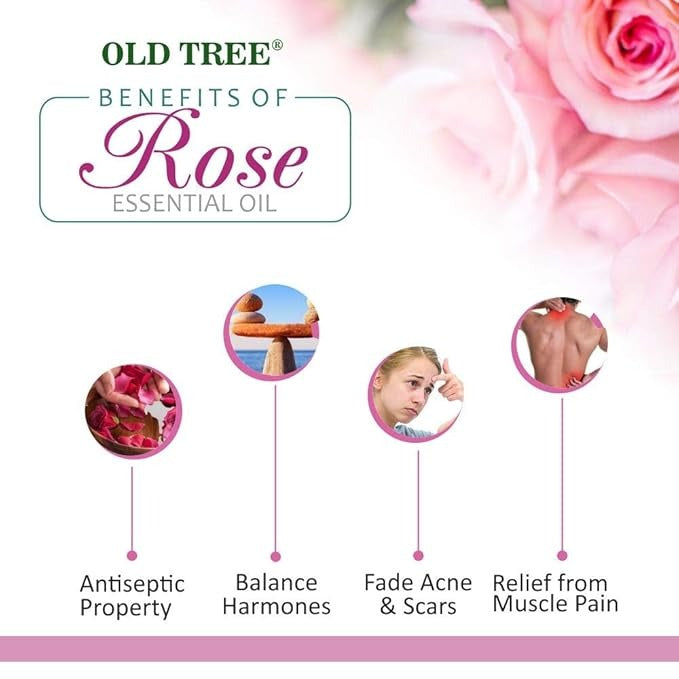 Old Tree Rose Essential Oil for Hair Growth for Women & Men - 15 ml
