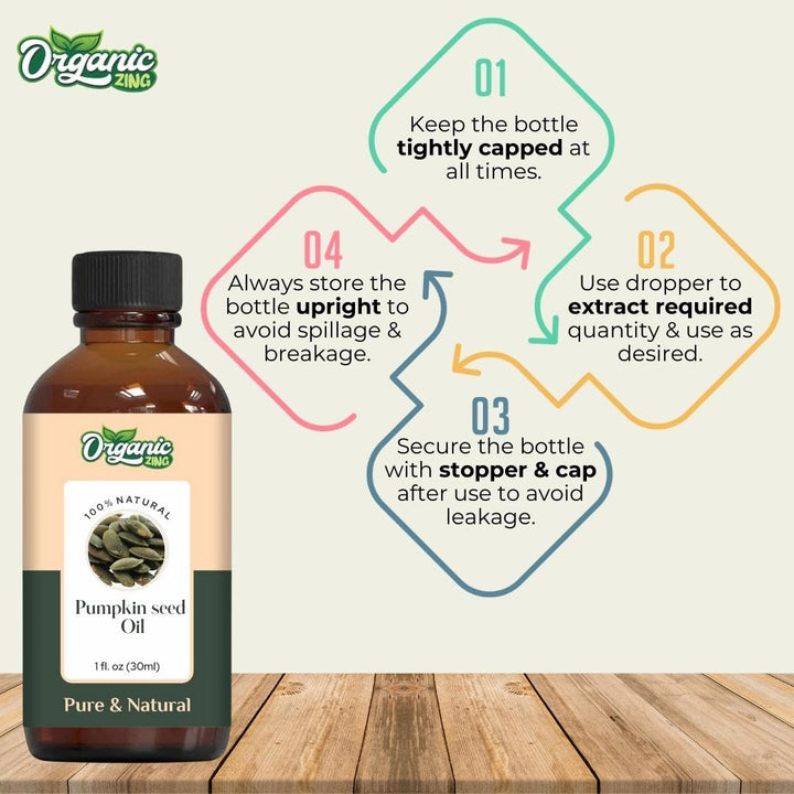Organic Zing Pumpkin Seed Carrier Oil for Skin Care, Hair Care, Body Care - 30 Ml