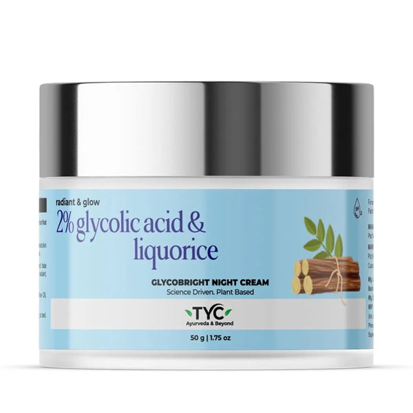 TYC - TRUST YOUR CHOICE Ayurveda Glycobright Night Cream For Revitalized And Radiant Skin With 2% Glycolic And Liqorice, Plant Based - 50 Gm 