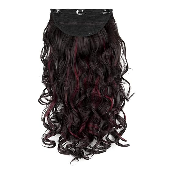 Streak Street Clip In 24 Soft Curls Burgundy Hair Extensions