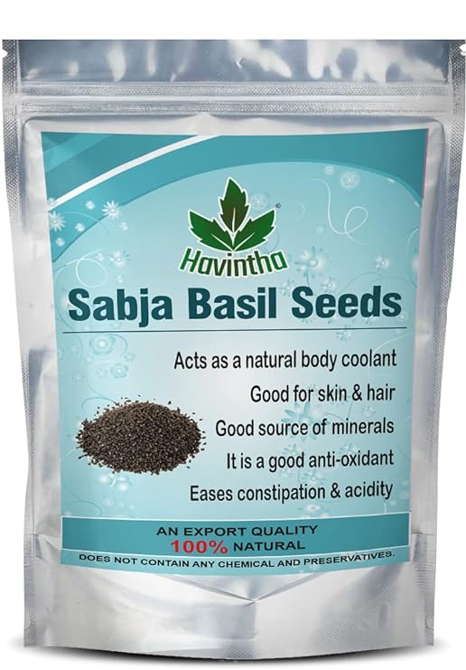 Havintha Sabja Basil Seeds Helps in Weight Loss Rich in Omega 3 And Fiber - 227 gms