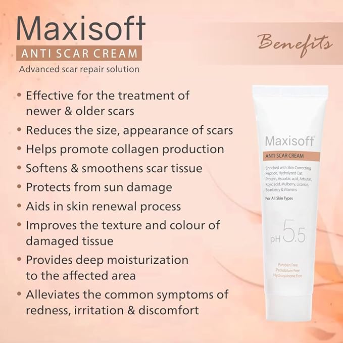 Maxisoft Anti Scar Cream | pH Balanced - 25 Gms