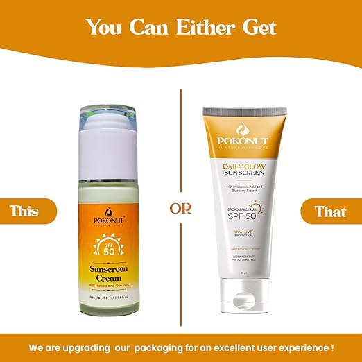 Pokonut Herbal Sunscreen Cream SPF 50+Broad Spectrum UVA/UVB Shield - 50 ml