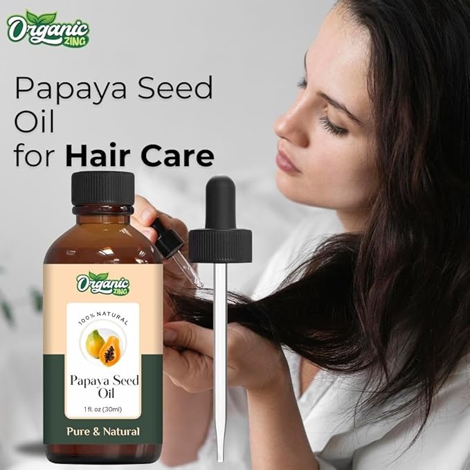 Organic Zing Papaya Seed Oil for Skin, Face, Hair Care, Aromatherapy & Massage - 30 Ml