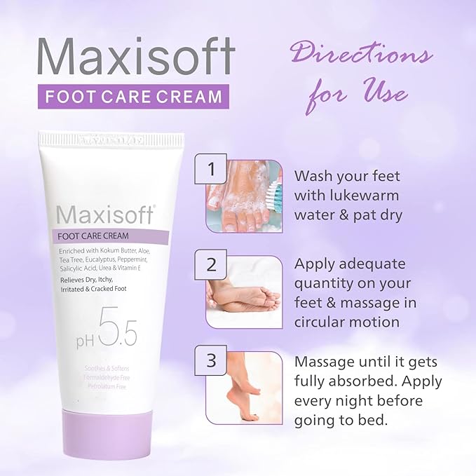 Maxisoft Foot Care Cream | for Dry, Rough & Crack Heels | Moisturizes and Soothes Feet - 60 Gms