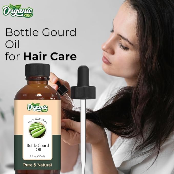 Organic Zing Bottle Gourd (Lagenaria Siceraria) Oil | Essential Oil for Skincare, Hair Care & Massage - 30 Ml