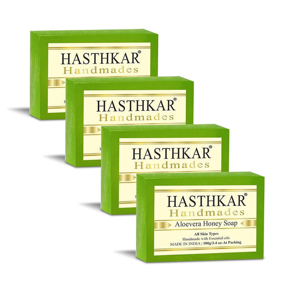 Bypurenaturals Hasthkar Handmades Glycerine Aloevera Honey Soap - 100 gms (Pack Of 4)