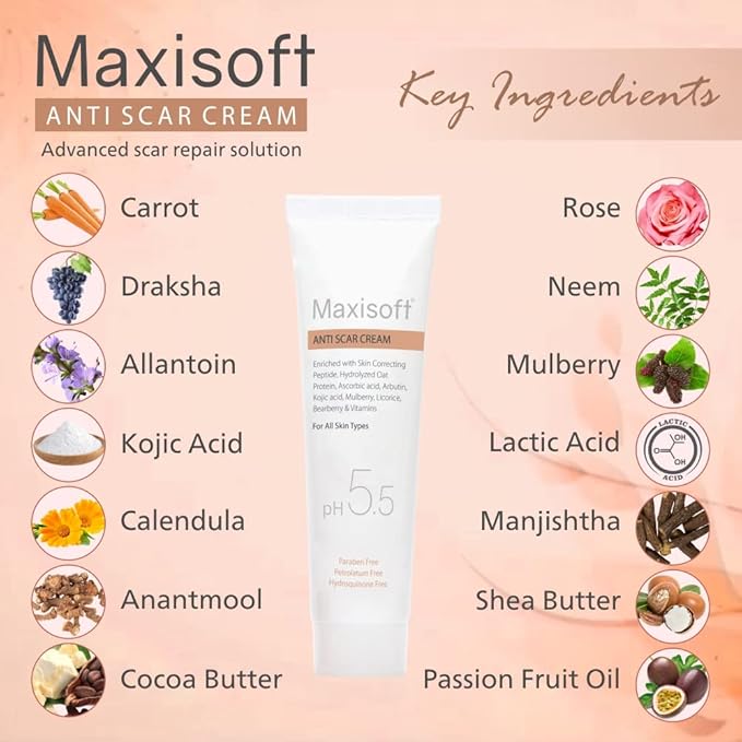 Maxisoft Anti Scar Cream | pH Balanced - 25 Gms