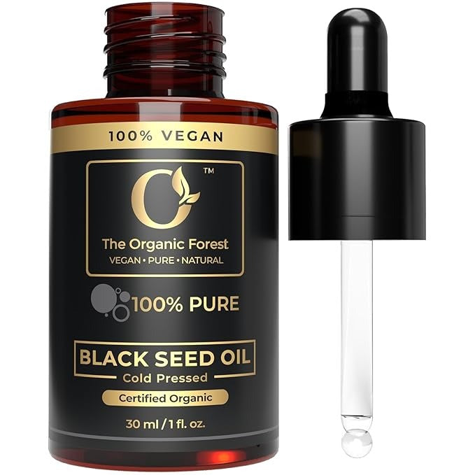 The Organic Forest Organic Black Seed Oil - Cold Pressed Liquid for Skin & Hair Care - 30 ml