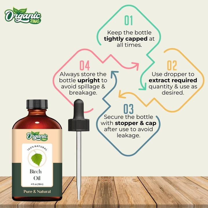 Organic Zing Birch (Betula) Oil | Essential Oil for Skincare, Hair Care, Aroma & Diffusers - 118 Ml