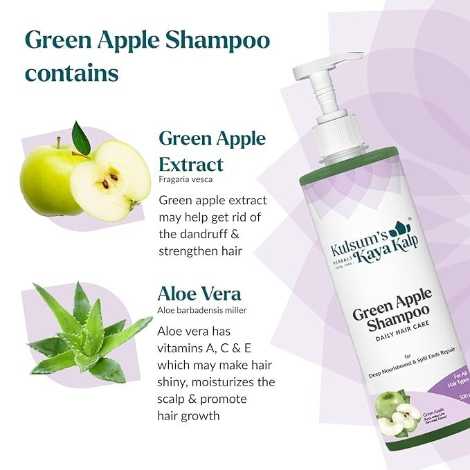 Kulsum's Kaya Kalp Herbals Green Apple Shampoo - 500 ml