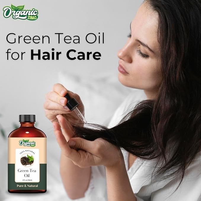 Organic Zing Green Tea (Camellia Sinensis) Oil | Carrier Oil for Skincare, Hair Care & Massage - 118 Ml