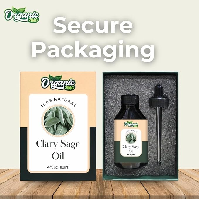 Organic Zing Clary Sage (Salvia Sclarea) Oil | Essential Oil for Skincare, Aroma & Diffuser - 118 Ml