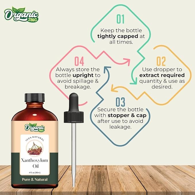 Organic Zing Xanthoxylum (Zanthoxylum Armatum) Oil | Essential Oil for Aroma, Diffusers & Massage - 118 Ml