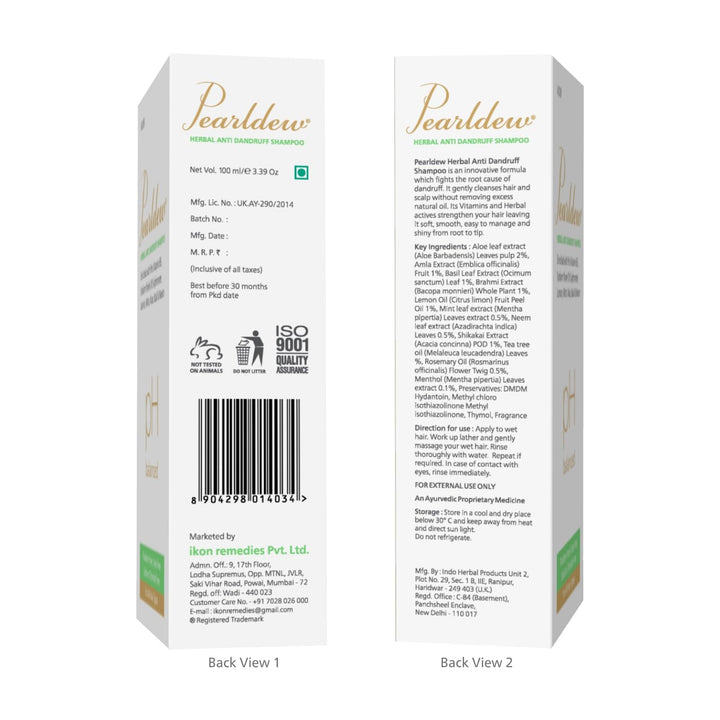 Pearldew Herbal Anti Dandruff Shampoo | Controls Dandruff - 100 Ml