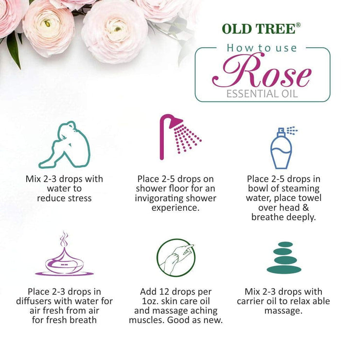 Old Tree Rose Essential Oil for Hair Growth for Women & Men - 15 ml