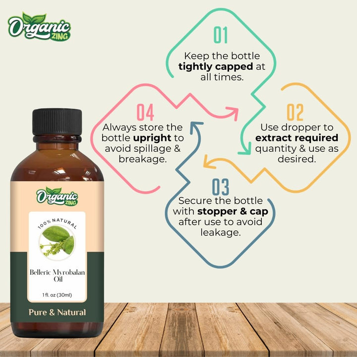 Organic Zing Belleric Myrobalan (Terminalia Bellirica) Oil | Essential Oil for Skincare & Hair Care - 30 Ml