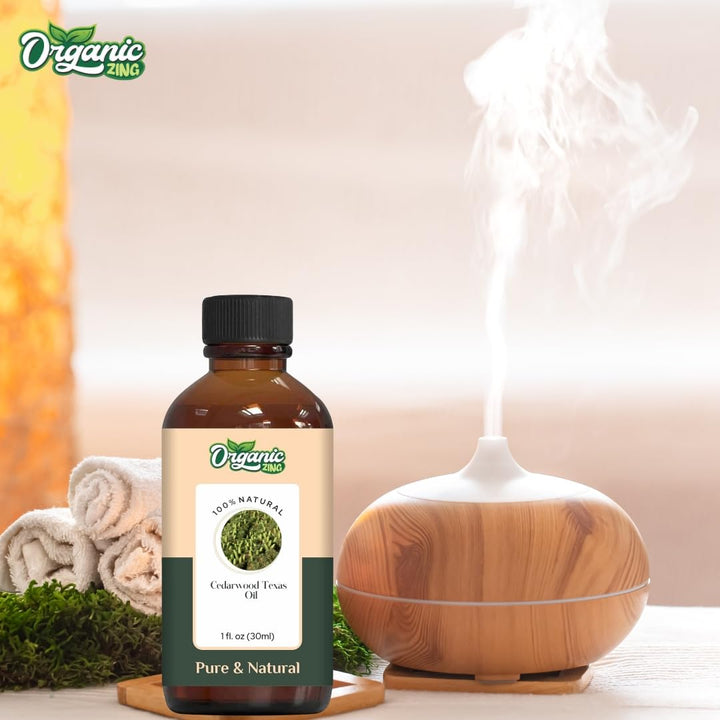 Organic Zing Cedarwood Texas (Juniperus Mexicana) Oil | Essential Oil for Hair Care, Aroma & Diffuser - 30 Ml