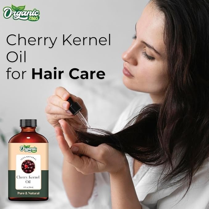 Organic Zing Cherry Kernel (Prunus Avium) Oil | Carrier Oil for Skincare, Hair Care, Aroma & Diffusers - 118 Ml
