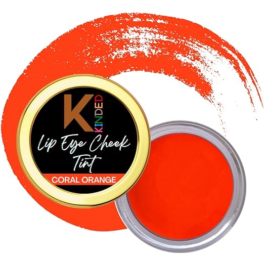 Kinded Lip Eye And Cheek Tint Colour Coral Orange For Women Girls - 8 gms
